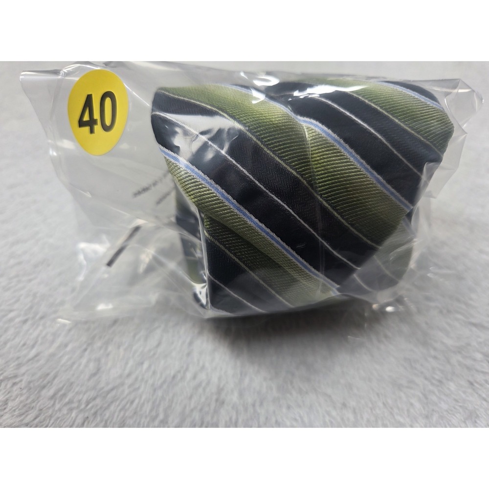 Saddlebred XL Long Silk Tie Green Black Stripe Extra Long 100% Silk Classic - Picture 10 of 10